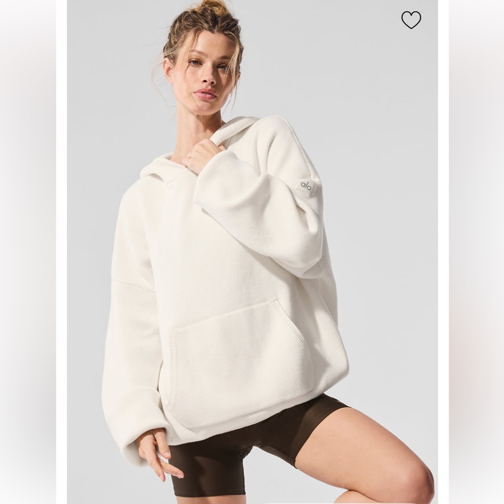 Alo Yoga Scholar Hooded Sweater – Ivory, Size M